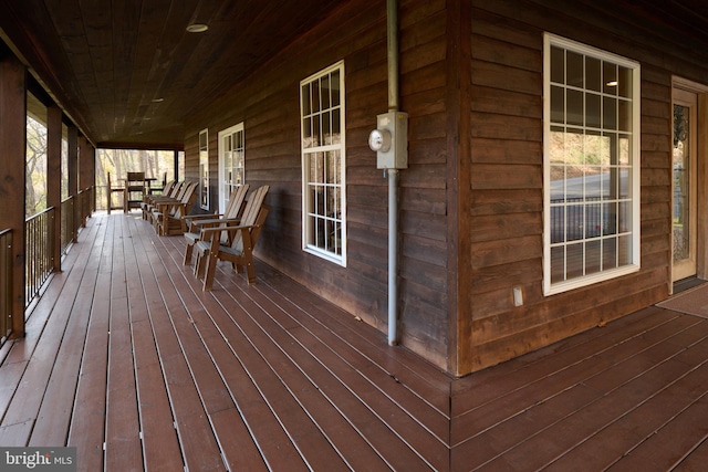 deck featuring covered porch