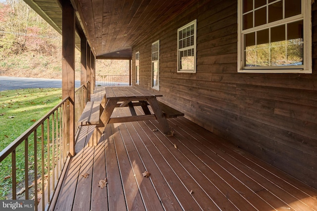 wooden terrace with covered porch