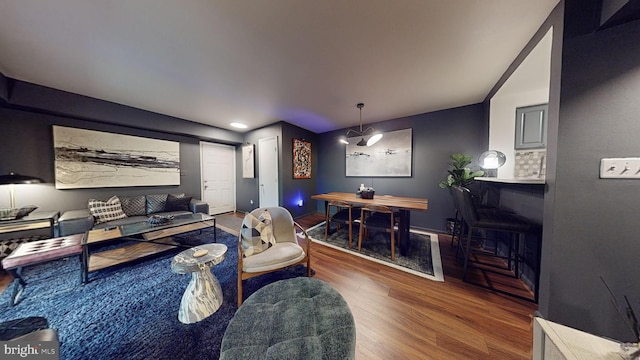 living room featuring dark hardwood / wood-style floors