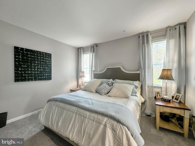 carpeted bedroom with multiple windows