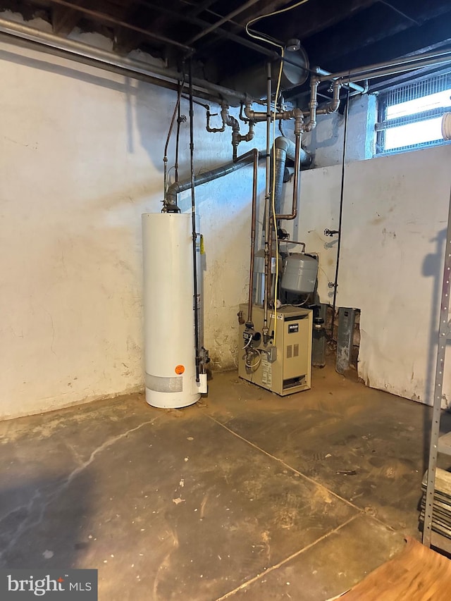 basement with water heater