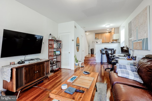 living room with wood-type flooring