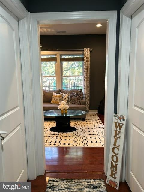 living area with wood-type flooring