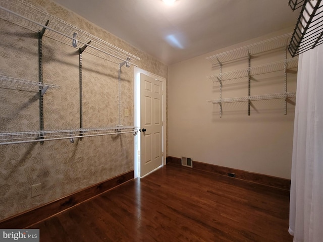 walk in closet featuring dark hardwood / wood-style floors