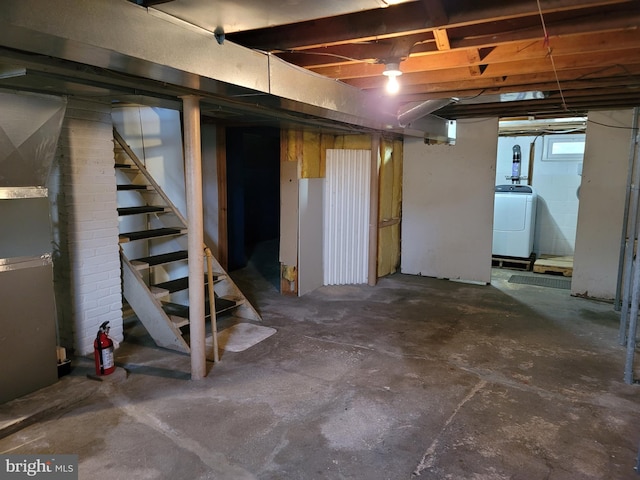 basement featuring washer / clothes dryer