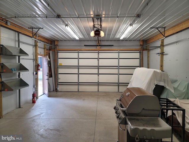 garage with a garage door opener