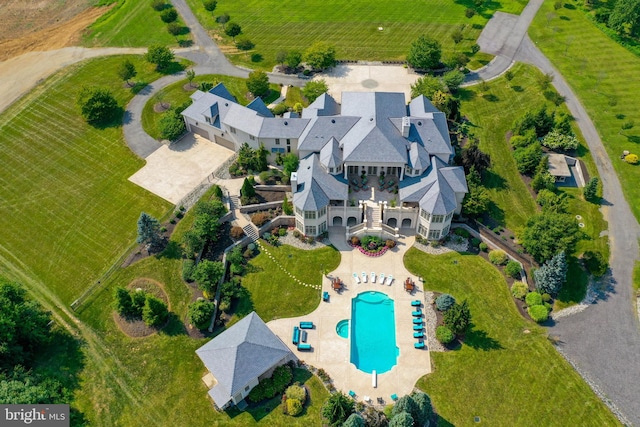 bird's eye view with a rural view