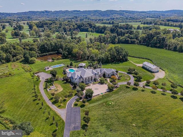 bird's eye view with a rural view