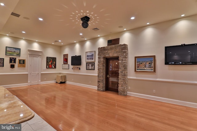 interior space with light hardwood / wood-style flooring