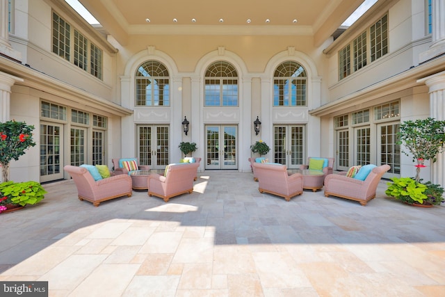 view of patio featuring french doors and an outdoor hangout area