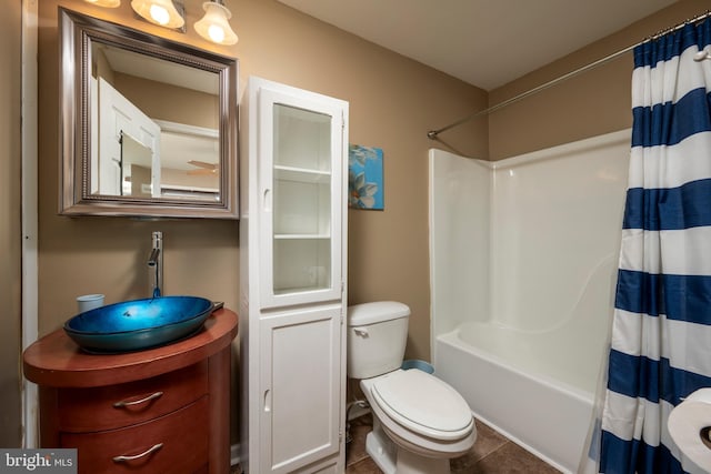 14211 Dukes Ave Unit 203, Ocean City, MD 21842 - full bath with a sink, toilet, shower / tub combo with curtain, and tile patterned floors