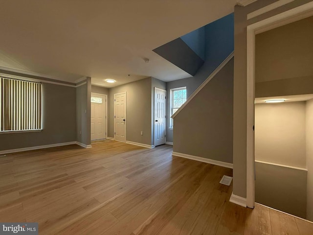 interior space with light hardwood / wood-style flooring