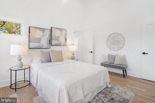 bedroom featuring light wood-type flooring