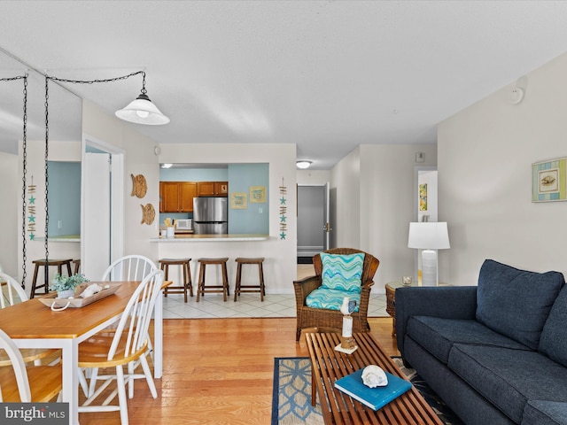 living room featuring light hardwood / wood-style flooring