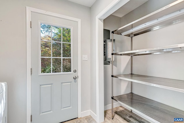 entryway with light wood-type flooring