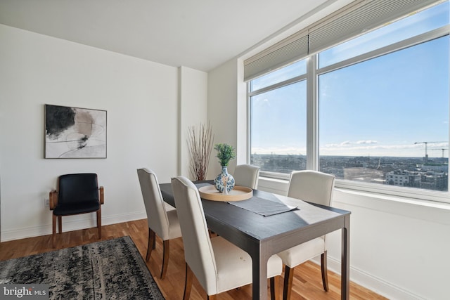 dining space featuring hardwood / wood-style flooring