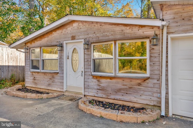 entrance to property with a garage