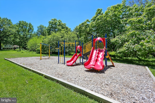 view of play area with a lawn