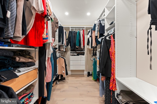 spacious closet with light wood-type flooring