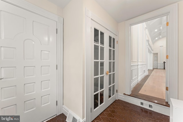 entryway featuring dark wood-type flooring