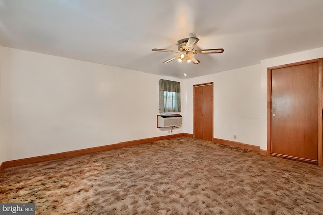 interior space with ceiling fan