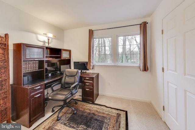 office area with light colored carpet