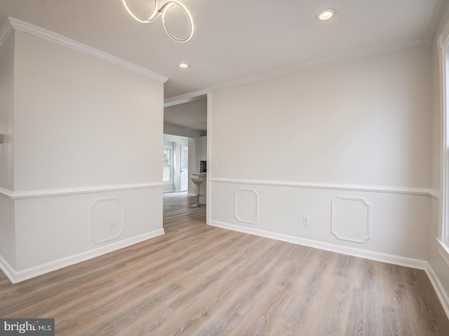 516 Harwood Ave, Baltimore, MD 21212 - unfurnished room featuring ornamental molding, wood finished floors, recessed lighting, and baseboards