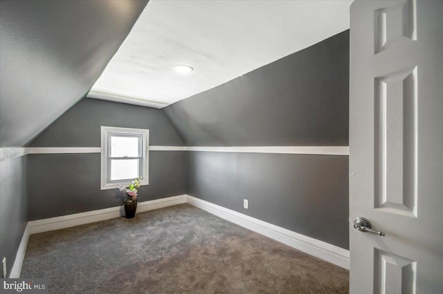 bonus room featuring carpet and vaulted ceiling