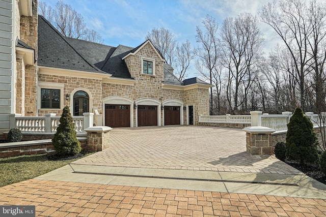 exterior space with a garage