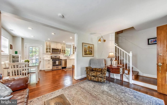 living room with hardwood / wood-style flooring