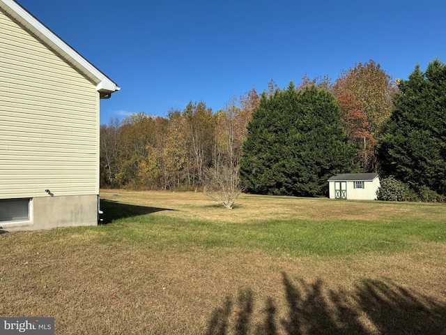 view of yard with a shed