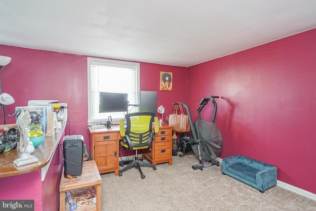 view of carpeted home office