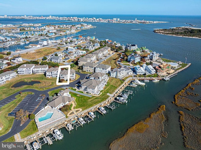 bird's eye view featuring a water view