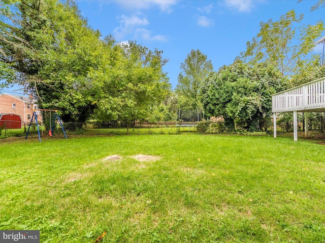 view of yard with a playground