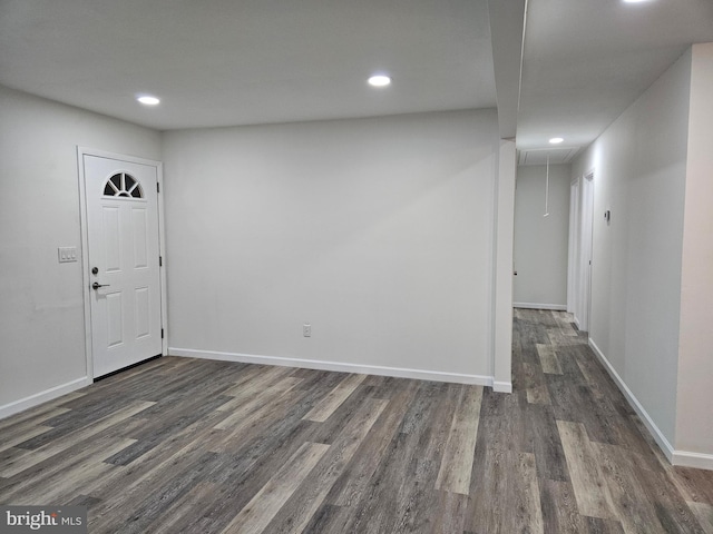 entrance foyer featuring dark wood-type flooring