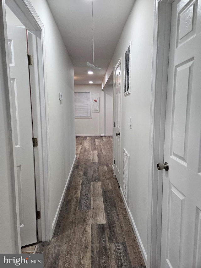 hall featuring dark hardwood / wood-style floors