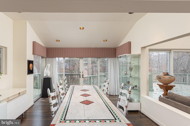 interior space featuring vaulted ceiling