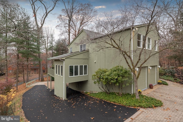 view of home's exterior featuring a garage