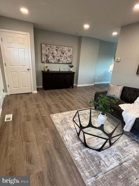 living room with wood-type flooring