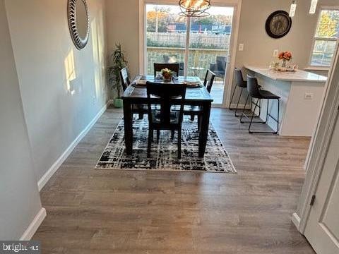 dining area featuring hardwood / wood-style flooring