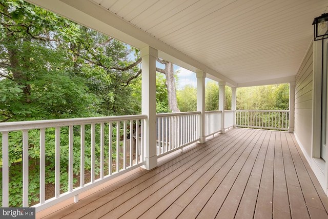 wooden deck with covered porch