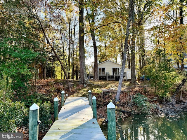 view of dock featuring a water view