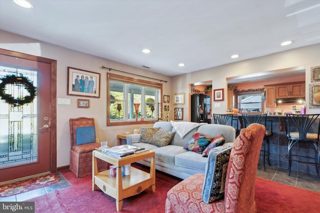 view of tiled living room