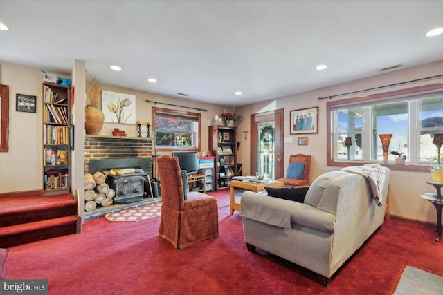 629 Wises Mill Rd, Philadelphia, PA 19128 - living area featuring carpet, visible vents, and recessed lighting