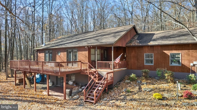 view of front of house with a wooden deck