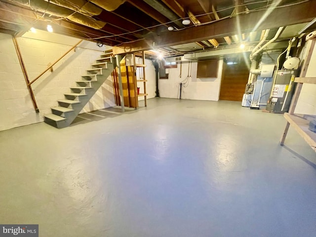 basement with gas water heater