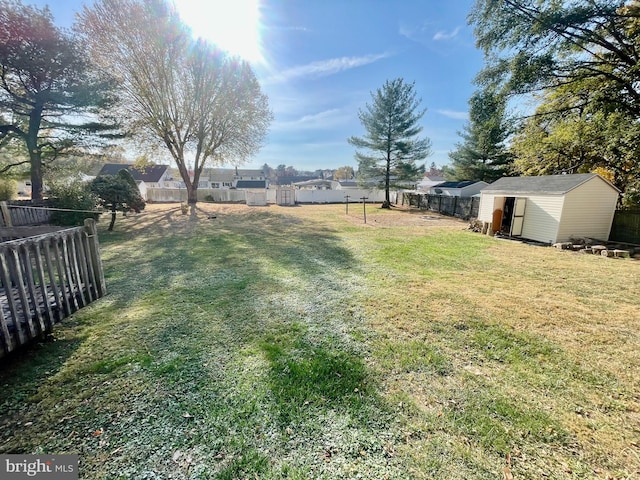 view of yard with a shed