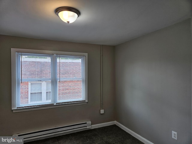 spare room featuring a baseboard radiator