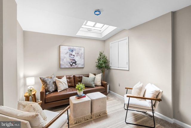 living room with a skylight