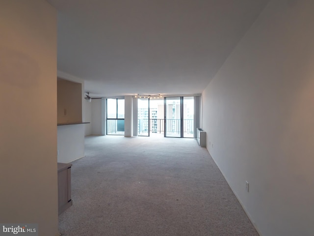 spare room with light carpet and expansive windows